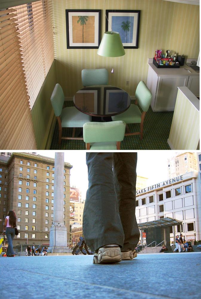 Top: To really capture the feel of this breakfast nook, raise the angle of the camera, even if it means standing on a chair to do so.Bottom: Try going low, too. “Getting to the bottom of things” provides you with dramatic angles and impressive images. (A flip screen comes in handy, as described in the previous chapter.)