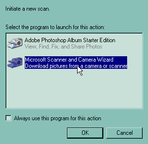 Turn on your scanner, and Windows XP lists all the software on your PC capable of handling scans. Choose the Scanner and Camera Wizard for creating quick scans and saving them as files on your hard drive. If you select a graphics program like Photoshop Elements, the wizard routes the scan into the software, letting you touch it up before saving it. That saves time when scanning old photographs, for instance, where you may need to repair tears and scratches.