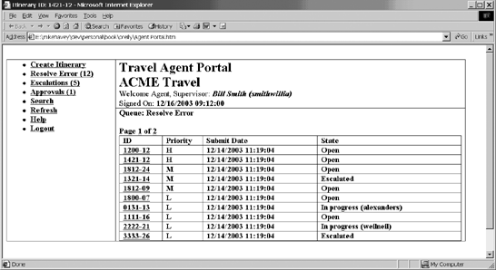 Travel reservation worklist portal