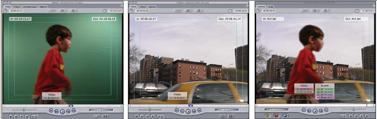 In the first image above left, a boy stands in front of a chroma key screen; the second photo depicts a street scene he will be composited into; the third image shows the boy composited into the background clip.