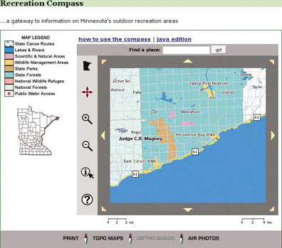 A web map for finding recreation sites in Minnesota, U.S.A.