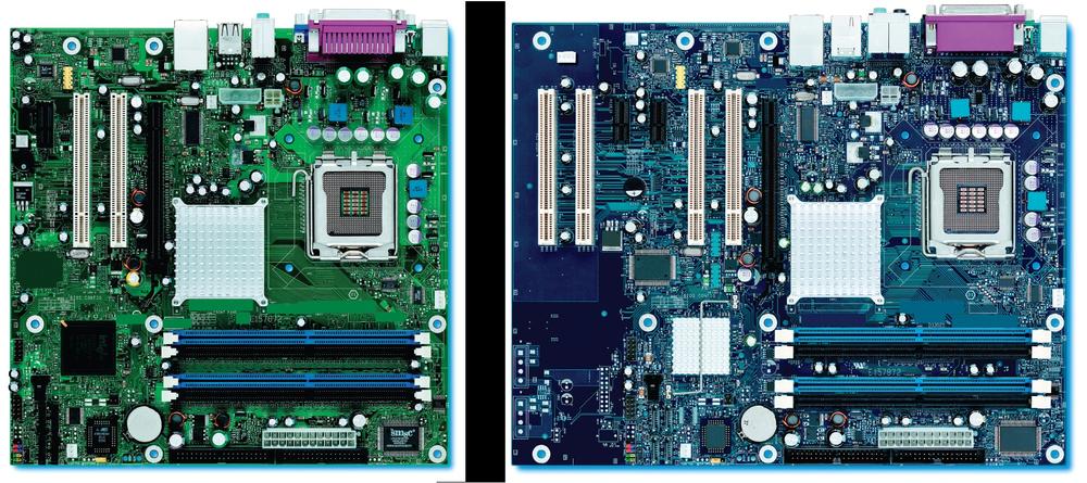 Typical microATX (left) and ATX motherboards