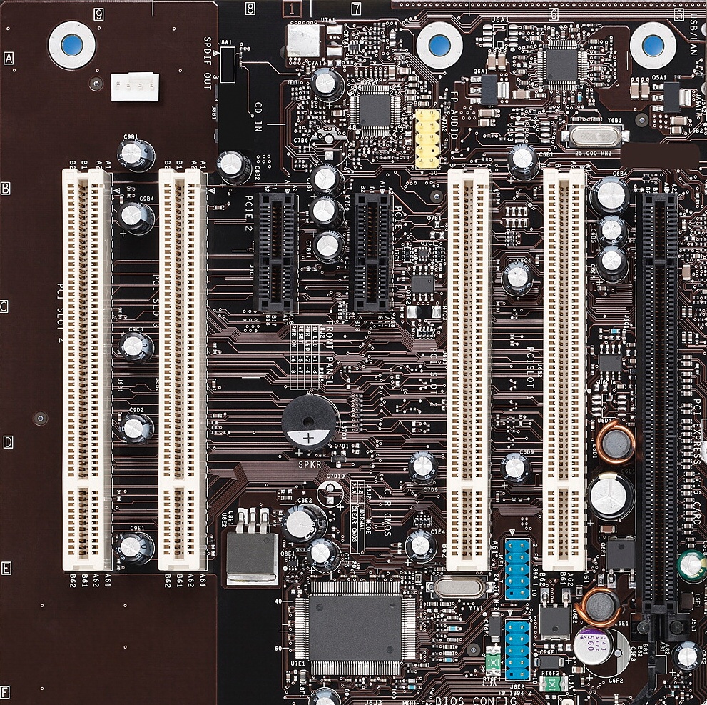 Left rear quadrant of the D925XECV2 motherboard (image courtesy of Intel Corporation)