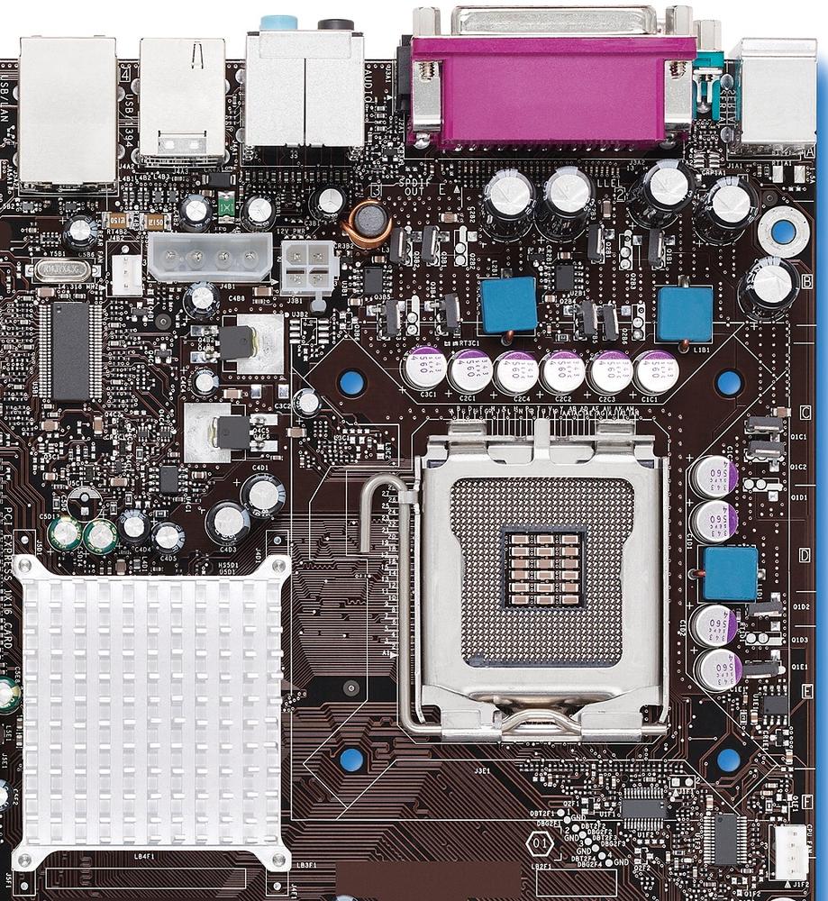 Right rear quadrant of the D925XECV2 motherboard (image courtesy of Intel Corporation)