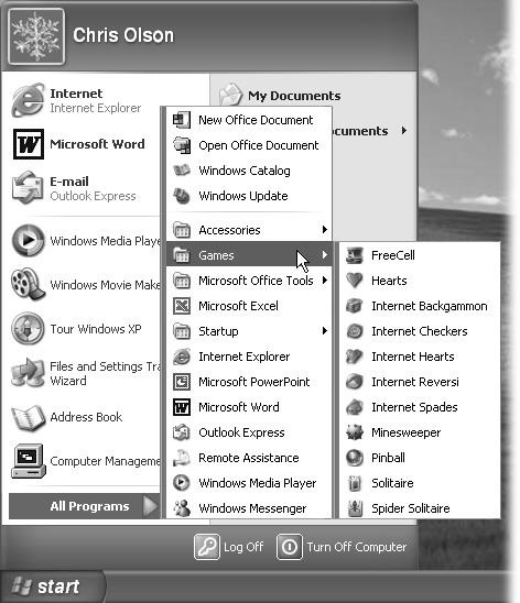 Some Programs menu items have submenu folders and sub-submenu folders. As you move through the layers, you’re performing an action known as “drilling down.” You’ll see this phrase often in manuals and computer books—for example, “Drill down to the Calculator to crunch a few quick numbers.”