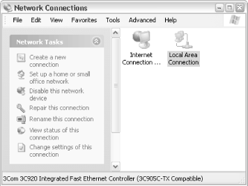 Use the Network Connections window to set up your network
