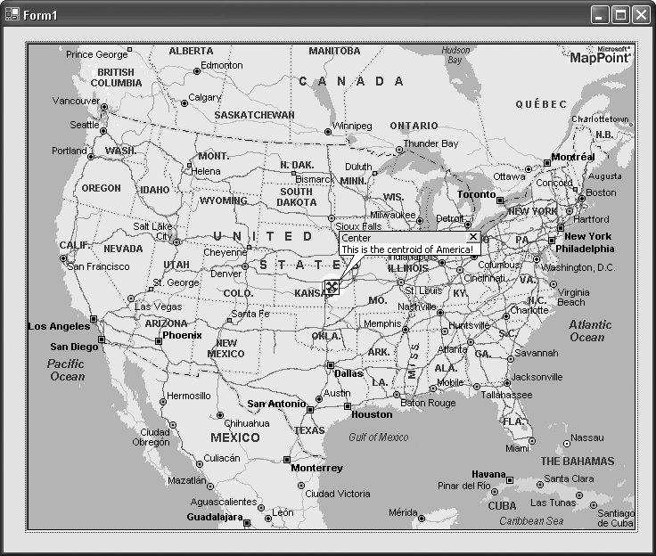 Displaying a map with a pushpin using MapPoint ActiveX Control