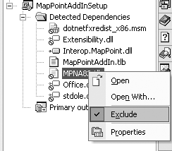 Exclude MapPoint type library from setup files