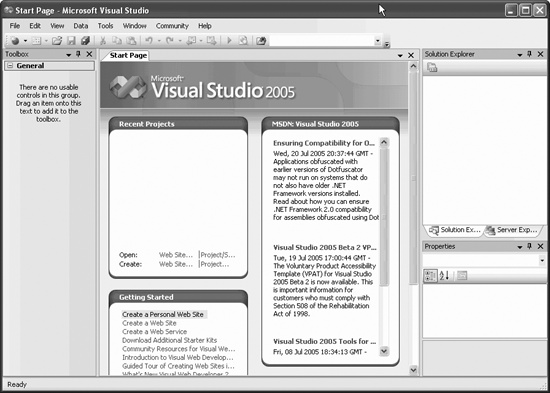 Visual Studio 2005 Start Page