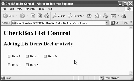 CheckBoxList-DeclarativeItems web site
