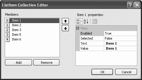 ListItem Editor dialog box