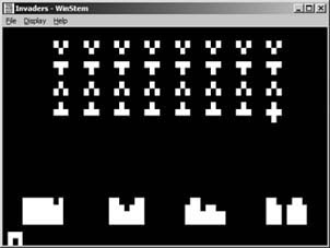 WinStem playing a Space Invaders homebrew clone