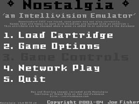 The Nostalgia menu screen