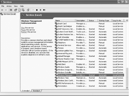 The Services Computer Management Console