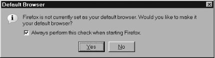 Default Browser selection dialog box