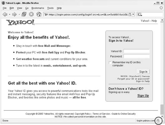 Yahoo! secure login page