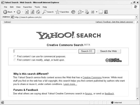 Yahoo! Creative Commons Search form