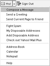 The Yahoo! Mail button options