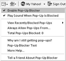 The Yahoo! Toolbar pop-up blocker