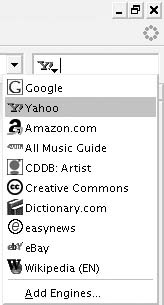 Firefox search box options