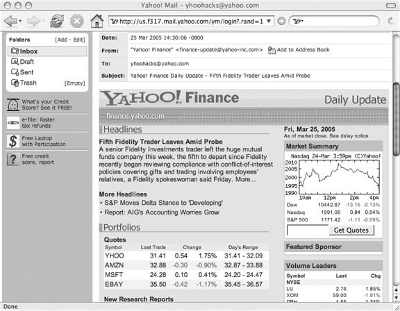 Yahoo! Finance Daily Update email
