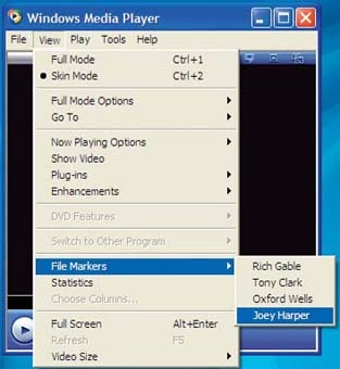 File markers available through Windows Media Player