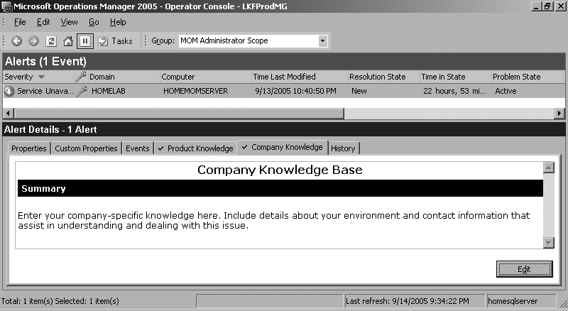 Enter solution-specific information in the Company Knowledge tab