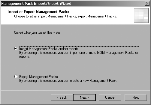 Select to import a management pack