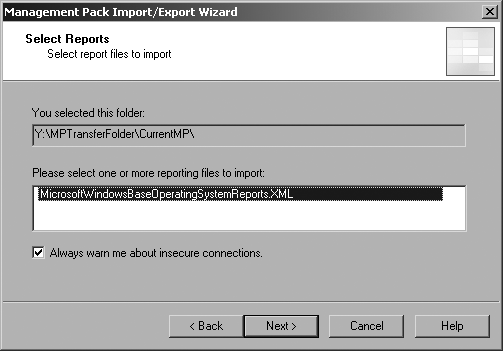 Select the reports that you want to import
