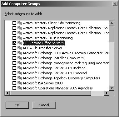 Select the LKF Remote Office Servers computer group to include it in this console scope