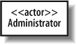 The Administrator element is still an actor, but its stereotype is now specified using a name rather than an icon