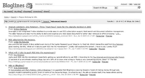Bloglines citation search