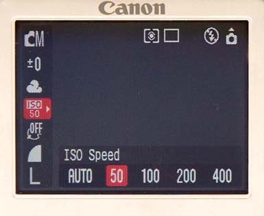 Some cameras provide a menu of film speed options, often under the label “ISO,” which is a measurement of light sensitivity familiar to film photographers.