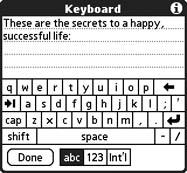 Virtual keyboard, showing alphabetic layout