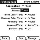 Using the built-in ringtones in the Preferences panel