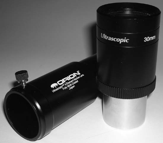 An Orion Ultrascopic 2X Barlow with an Orion Ultrascopic 30mm eyepiece