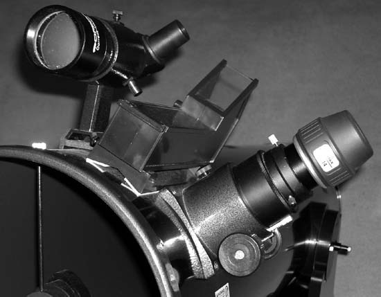 A Telrad mounted on a 10” Dobsonian scope