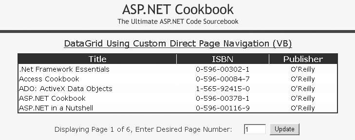 Custom direct page navigation with a DataGrid output