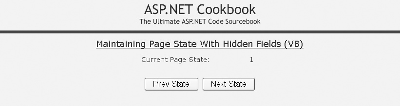 Maintaining page state with a hidden field