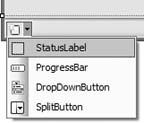 Inserting StatusLabel and ProgressBar controls into the StatusStrip control