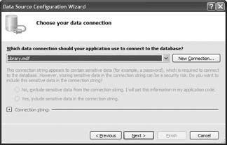 Selecting the data connection