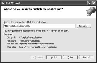 Specifying the path to publish the folder