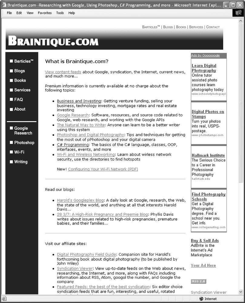 Braintique.com is designed to present content