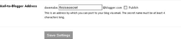 Blogger’s email-to-blog settings