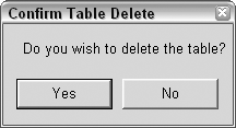 Confirming a table delete