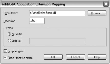 The mapping settings for PHP 5