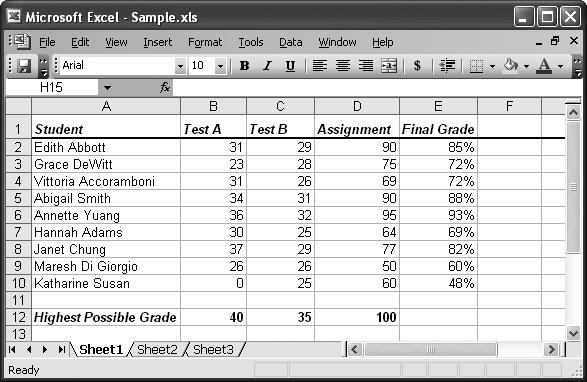 A typical spreadsheet is really just a table.
