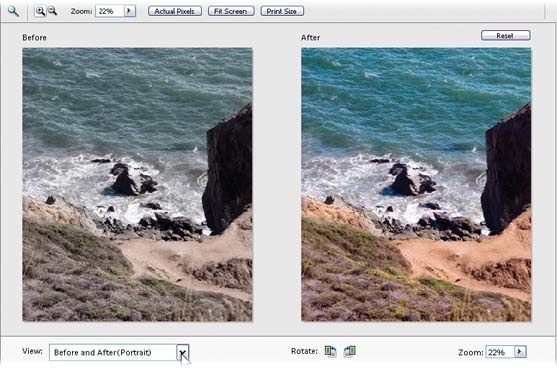 The Before and After view in the Quick Fix window makes it easy to keep an eye on just how you're changing your photo. You can use the Zoom tool to focus in on just a portion of your picture.