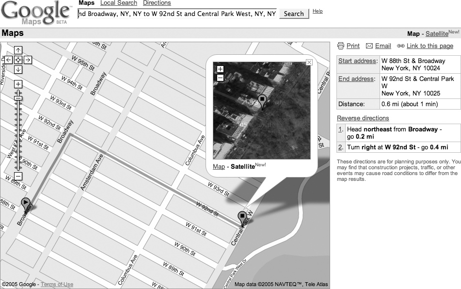 Getting around New York in Google Maps