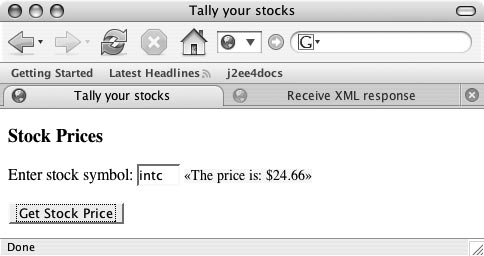 Instantaneously displaying a stock price